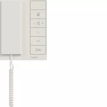 Hager RTQ640X ljudinnerstation med lur för 2-tråds-IP-bus, polarvit