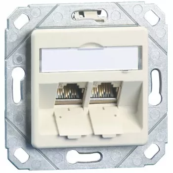 METZ CONNECT BTR E-DAT modul 8/8(8) UPk utan moduler – dold datauttag, CAT 6, ren vit RAL 9010, 2 portar 1309151102-E-90