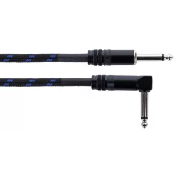 Cordial 14780 instrumentkabel 3 m – 6,3 mm TS teleplugg till 6,3 mm TS teleplugg, svart/blå textilmantel