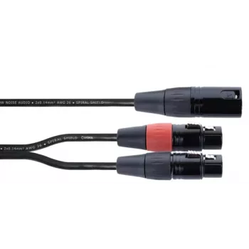Cordial EY 0,3 MFF XLR Y-adapterkabel - 1x XLR-hane till 2x XLR-hona, 0,3 m, svart 14881