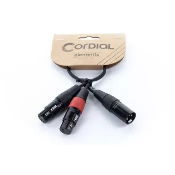 Cordial EY 0,3 MFF XLR Y-adapterkabel - 1x XLR-hane till 2x XLR-hona, 0,3 m, svart 14881