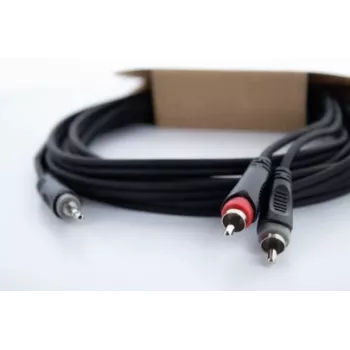 Cordial 14857 3,5 mm tele till 2 RCA ljud-Y-adapterkabel 5 m svart