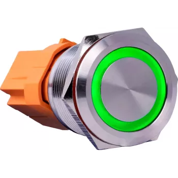 Joy-IT BUTTON22C-M-GR tryckknapp återfjädrande, 250 V AC, 15 A, IP67, IK10, 22 mm, grön