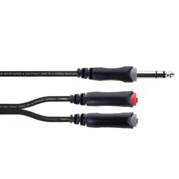 Cordial 14890 ljud-Y-adapterkabel 6,3 mm stereotelekontakt till 2x 6,3 mm monoteleuttag 0,30 m svart PVC tvillingkabel