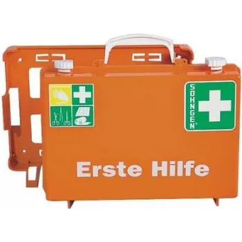 SÖHNGEN ERSTE-HILFE KOFFER DELUXE första hjälpen-väska DIN 13157 orange ABS väggmontering O301138