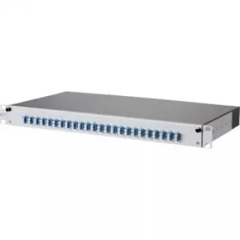 METZ CONNECT 1502697424-E Cat.6A skärmat 24-port 1U patchpanel, verktygsfri IDC, ljusgrå
