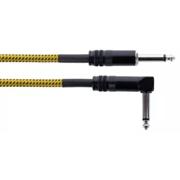 Cordial 14776 instrumentkabel 6,3mm monotele till 6,3mm monotele, 3m, svart/gul textil