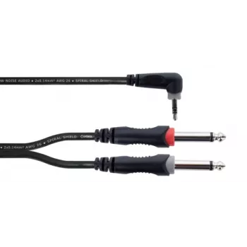 Cordial 14869 ljud-Y-adapterkabel 3,5mm stereotele till 2x 6,3mm monotele 5m svart