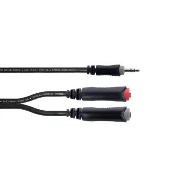 Cordial 14892 ljud-Y-adapterkabel, 3,5 mm stereotelehane till två 6,3 mm monoteleuttag, 0,3 m, svart PVC