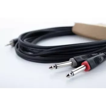 Cordial 14863 audio Y-adapterkabel, 3,5 mm TRS tele till 2x XLR-kontakt, 0,3 m, PVC, svart