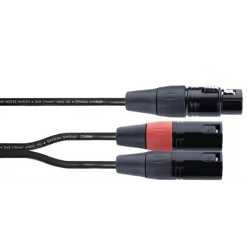 Cordial EY 0,3 m XLR Y-adapterkabel – 1x XLR female till 2x XLR male, svart 14880