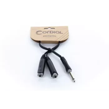 Cordial EY 0.3 PGG Y-adapterkabel 1x 6,3 mm monotelehane till 2x 6,3 mm monotelejack 0,3 m svart 14884