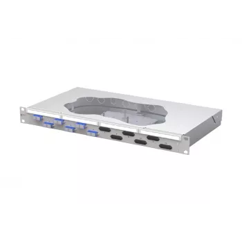 METZ CONNECT 6-port SC-D OS2 fiberskarvpatchpanel, 1U, 12 fibrer, ljusgrå 150459E206-F