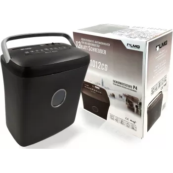 LMG DWS-1012CD dokumentförstörare med partikelsnitt och separat CD/DVD-behållare, säkerhetsnivå P-4, 10-12 ark, 21L