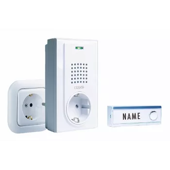 m-e modern-electronics FG-2.2 trådlös dörrklocka komplett set med namnskylt