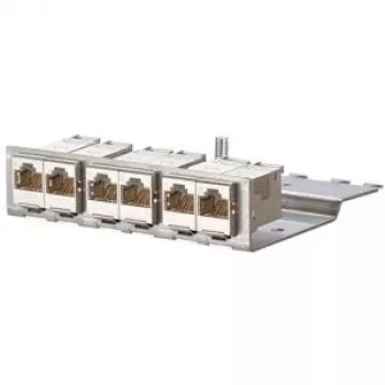 METZCONNECT BTR E-DATmodul 6x88 1U CAT6 patchpanel med 6 skärmade RJ45-moduler, integrerad kabelhantering och dragavlastning 130922-03-E