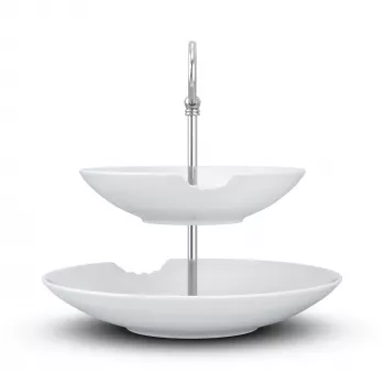 FIFTYEIGHT PRODUCTS BHS FIFTYEIGHT Food-Tempel 2-stegs djup tallrik med bett (T023501) – 2-delat porslinsskålset, 500 ml, vit