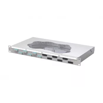 METZ CONNECT 1U 19-tums rackmonterat skarv-patchpanel, 6x SC-duplex OM3 multimode, 12 fibrer, ljusgrå 150455BA06-F