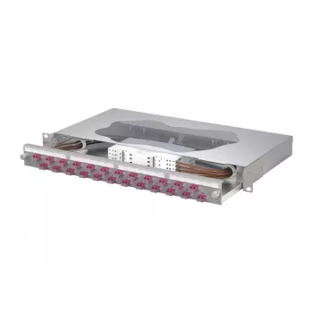 METZ CONNECT skarv-patchpanel 24xLC-duplex OM4, 1U rackmontering, 48 fibrer 1504677524-E