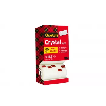 3M Scotch Crystal Clear tejp, 19 mm x 33 m, 14 rullar (12 + 2 gratis) 6-1933R14