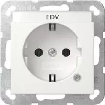 Gira SCHUKO-uttag med kontroll-LED och förhöjt beröringsskydd, renvit glansig, 16 A, 250 V, infälld, System 55 445203