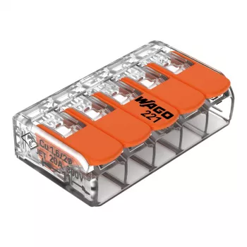 WAGO 221-415 COMPACT anslutningsklämma 5-ledare 4 mm², 25-pack