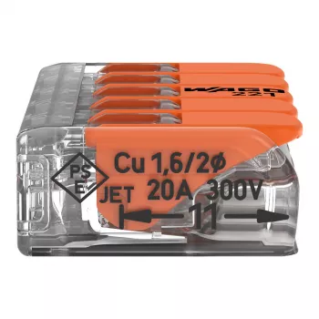 WAGO 221-415 COMPACT anslutningsklämma 5-ledare 4 mm², 25-pack