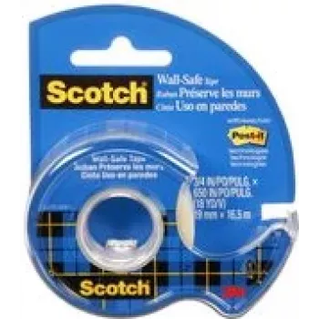 3M Scotch Wall-Safe tejp med handavrivare, 19mm x 16,5m, transparent, restfritt avtagbar 183-EFDG