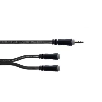 Cordial 14883 3,5 mm stereo Y-adapterkabel, 1x teleplugg till 2x telejack, 0,3 m, svart