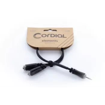 Cordial 14883 3,5 mm stereo Y-adapterkabel, 1x teleplugg till 2x telejack, 0,3 m, svart