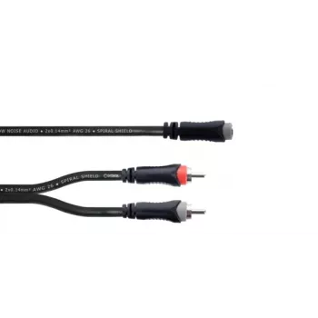 Cordial 14889 ljud-Y-adapterkabel 3,5 mm stereotelejack till 2x RCA-jack 0,3m svart PVC-tvillingkabel