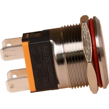 JOY-IT Button22C-02 tryckströmbrytare med spärrfunktion, röd, 240 V AC, 15 A, IP67, IK10, panelmontage