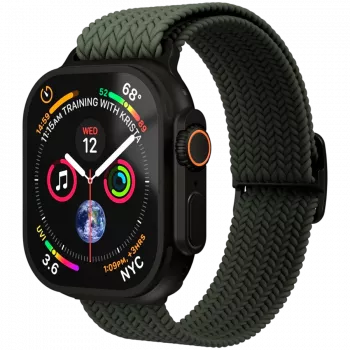 VONMÄHLEN Woven Loop för Apple Watch 44/45/46/49 mm, Olive Black