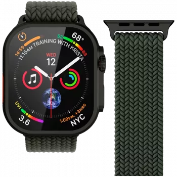 VONMÄHLEN Woven Loop för Apple Watch 44/45/46/49 mm, Olive Black
