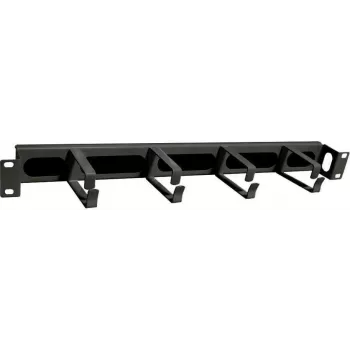 IT-BUDGET 19 inch kabelhanteringspanel med borstlist och 4 bakåtförskjutna metallkabelhållare - 1U - svart (90ITBKDFPMBV1HES)