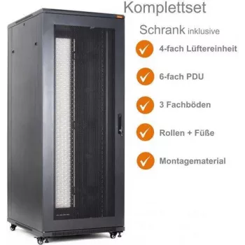 IT-BUDGET 19 inch serverrack SRK komplett set 42U 800x1000 mm flatpack svart