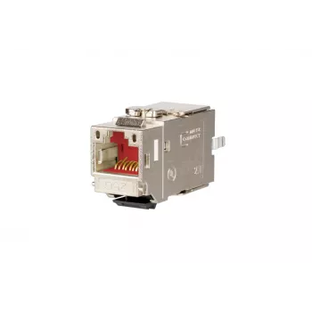 METZ CONNECT C6Amodul K 180° 25G Keystone Jack, skärmad, Cat.6A, 25 Gigabit Ethernet, verktygsfri IDC, zinkgjutgods, GHMT-certifierad 130B21-25-E