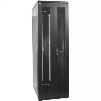 IT-BUDGET 19 inch nätverksskåp SRK - 38U - 800x1000 mm - perforerade dubbeldörrar fram och bak - kabelkanaler - flatpack - svart (90ITB19SRK38810DTSN)