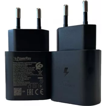 PowerRay PR-TA800EBE 18W USB-C PD väggladdare, EU 2-stift, svart, bulk