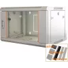 IT-BUDGET 19 inch nätverksskåp SWA - 4U - 570 x 450 mm - glasdörr - avtagbara sidopaneler - vägg-/golvmontering - tillbehörsset - ljusgrå (90ITB19WS4645GG)