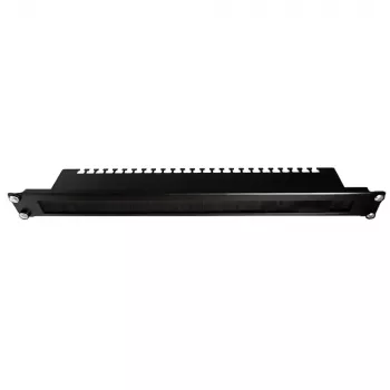 IT-BUDGET 19 inch kabelhanteringspanel med borstlist och dragavlastningsskenor, 1U, svart 90ITBKDFPKL1HES