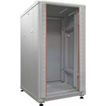 IT-BUDGET 19 inch nätverksskåp SRK - 18U - 600x600 mm - glas-/ståldörr - monterat - ljusgrå 99ITB19SRK1866GGNM