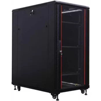 IT-BUDGET 19 inch serverrack SRK - 27U - 800x1000 mm - glas-/ståldörr - kabelkanaler - flatpack - svart 90ITB19SRK27810GSN