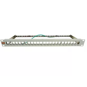 IT-BUDGET 19 inch 24-portars keystone-patchpanel, 1U, obestyckad, ljusgrå 90ITBMT24PORTG