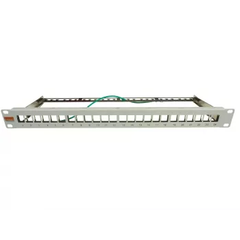 IT-BUDGET 19 inch 24-portars keystone-patchpanel, 1U, obestyckad, ljusgrå 90ITBMT24PORTG