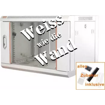 IT-BUDGET 19 inch nätverksskåp SWA - 4U - BxT 570x450 mm - glasdörr - avtagbara sidopaneler - vägg- & golvmontering - tillbehörsset - rent vit (90ITB19WS4645GW)
