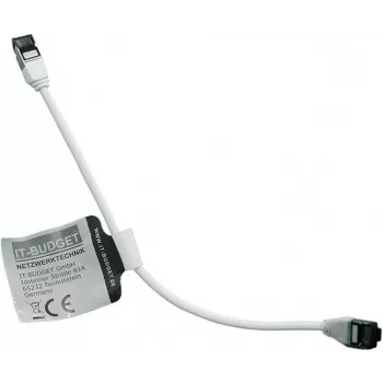 IT-BUDGET Cat.8.1 slim patchkabel S/FTP 28 AWG fullkoppar LSZH vit 0,15 m 40Gbps PoE+ 90ITBSLIM81PK015W