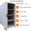 IT-BUDGET 19 tums nätverksskåp SRK komplett set, 18U, 600x800 mm, glas-/ståldörr, 4 aktiva fläktar, PDU, hyllor, förmonterat, ljusgrå 99ITB19SRK1868GGM
