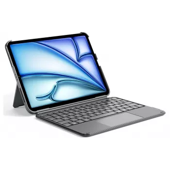 DIGISTOR HK Inateck KB04122 tangentbordsfodral med pekplatta för iPad 11 inch A16 / Air M3-M2 / Pro, avtagbart, belyst, QWERTZ tyskt layout, grafitgrå