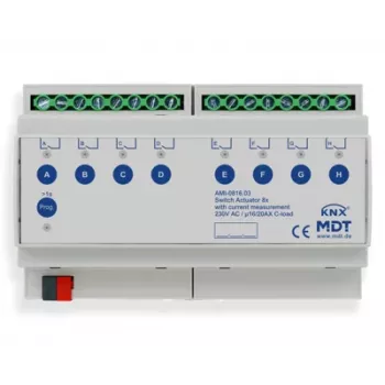 MDT AMI-0816.03 KNX switchaktor, 8-kanal, 16/20 A, 230 V, 8 TE, DIN-skena